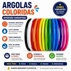 KIT 20,40,60,80 e 100 Argolas Colorida De Plástico Acrílico Festa Junina Brincadeira Arremesso