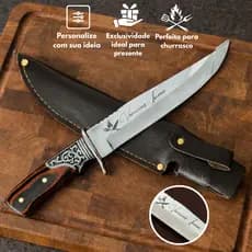 Faca de Personalizada de Caça para Churrasco, Pesca - Nome, Time, Logo, com Bainha