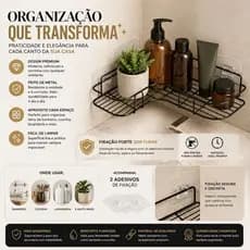 Kit Com Suportes Organizadores De Metal Rack De Parede Banheiro Cozinha Prateleiras Porta Shampoo Top&casa