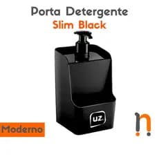 Porta Detergente de Pia Dispenser Slim Preto com Porta Esponja