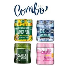 Kit com Canela de Velho Arnica Ice Premium Ora pró Nobis e Sebo de Carneiro Alívio Muscular Bem-Estar e Hidratação