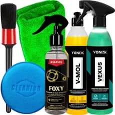 Kit Foxy Razux Limpa Corrente + Vexus Limpa Motor e Rodas + V-Mol Shampoo Limpeza Pesada e Acessórios