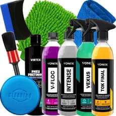 Kit Lavagem Shampoo V-floc Cera Tok Final Intense Pneu Pretinho Vexus Vonixx