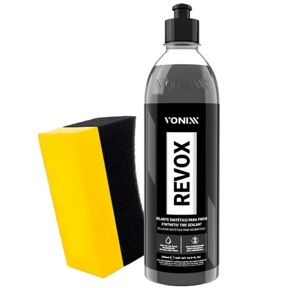 Kit Pneu Pretinho Premium Revox Pneu com Aspecto Fosco Pneu Novo + Aplicador de Pretinho