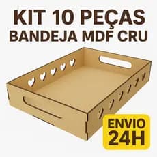 Kit 10 Bandeja Lisa MDF Cru Decorativa Artesanato Festa Café Da Manhã Envio Rápido