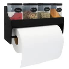 Porta Tempero MDF Cozinha com Papel Toalha Organizador de Parede Resistente