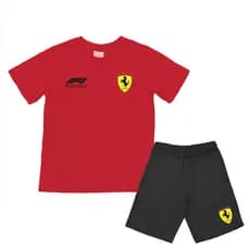 Kit Infantil Ferrari Camiseta Algodão E Bermuda Menino