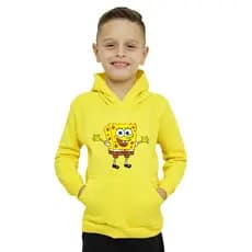 Moletom Bob Esponja Em Pé Modelo Canguru Blusa De Frio Menino e Menina Franelado Unissex