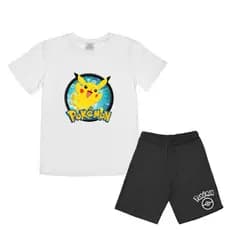 Kit Camiseta e Bermuda Pokemon Pikachu Menino  Infantil Desenho