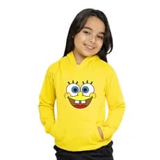 Moletom Bob Esponja Sorridente Blusa De Frio Franelado Unissex Modelo Canguru