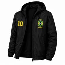 Jaqueta Corta Vento Brasil  Copa Impermeável Leve Esportiva Casual Com Capuz Premium Inverno