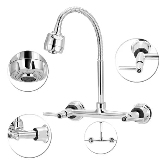 Torneira Misturador Cozinha De Parede Gourmet Luxo 1/4v Agua Quente Fria