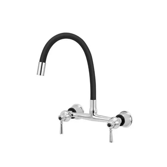 Torneira Misturador Gourmet Preto Flexível Cozinha Parede