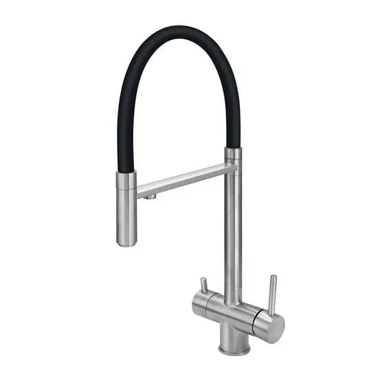 Torneira Cozinha Gourmet Inox Preto Monocomando Saída Filtro Agua Quente Fria