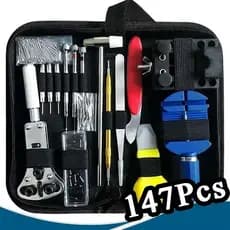 Conjunto de ferramentas para reparo de relógios com 147 peças, caixa de ferramentas para reparo.