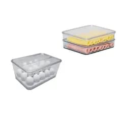 Kit Pote Porta Ovos Até 30 Ovos Com Tampa E Porta Frios Organizador De Geladeira Em Cristal