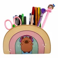 Porta Lápis Capivara Duplo Arco Iris Em Aço Porta Caneta Capivara Porta Maquiagem Fofa