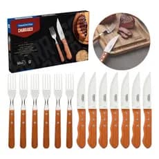 Jogo Talheres Tramontina Churrasco Natural Wood 12pç Facas Talheres Para Churrasco Jumbo Tramontina