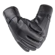 Luvas Masculina Executiva Couro Preto Touch Inverno Luxo Forrada Motociclista