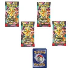 Combo 4 Booster Pokémon Heróis Excelsos Lacrado Original COPAG + Carta Coreana Aléatoria
