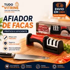 Amolador de Facas Manual 3 Estágios Afiador Profissional Cozinha