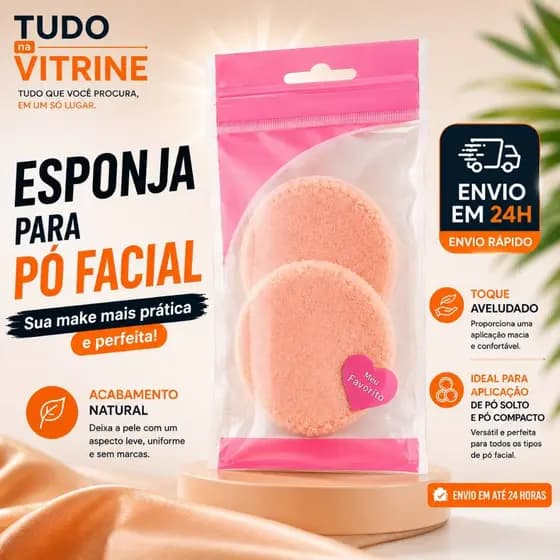 Esponja para Pó Facial Macia Veludo Puff Maquiagem Pó Compacto e Solto
