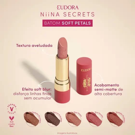 Batom Niina Secrets Soft Petals 3,8g Eudora