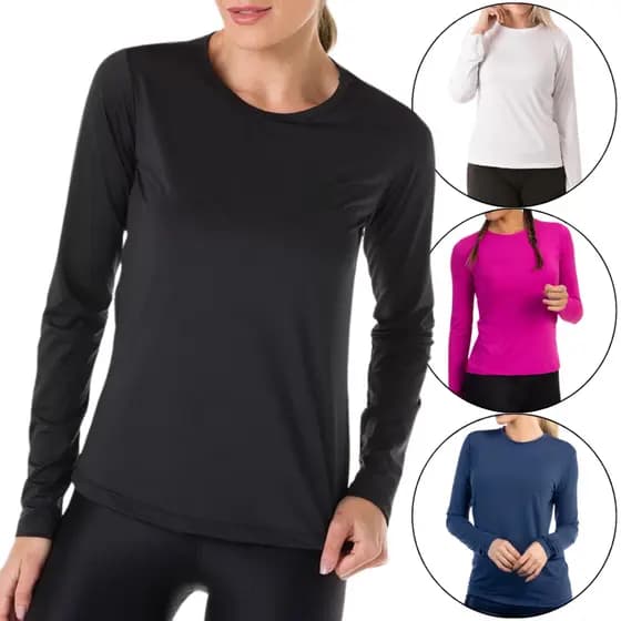 Camisa Segunda Pele Feminina Térmica Dry Fit UV 50+ Proteção Estilo e Liberdade em Todos os Momento