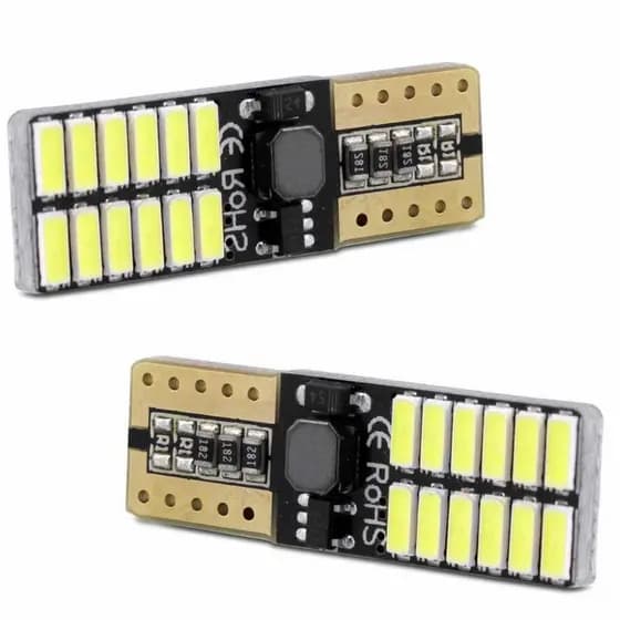 T10 LED CHIP CANBUS  CARRO 24 LEDS KIT COM 2 UNIDADES VALOR DO PAR