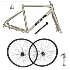 Quadro Gravel/Speed Aro 700 + Par de Rodas Cassete Alumínio 6061 | Tamanhos 50, 52, 54 e 56