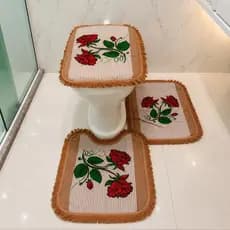 Kit Tapete Banheiro 3 Peças Luxo 100% Algodão Decoração