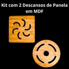 Kit com 2 Descansos de Panela em MDF- Tamanho 14,5 cm - Protege Mesas e Bancadas de Cozinha do Calor