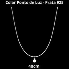 Colar Ponto de Luz Redondo 40cm - Pedras de Zircônia Branca Modelo Italiano, Delicado e Sofisticado