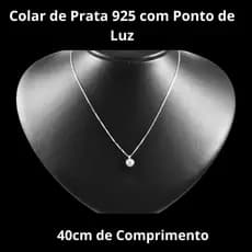 Colar de Prata 925 com Ponto de Luz Redondo - 40cm de Sofisticação Para Complementar Seu Visual