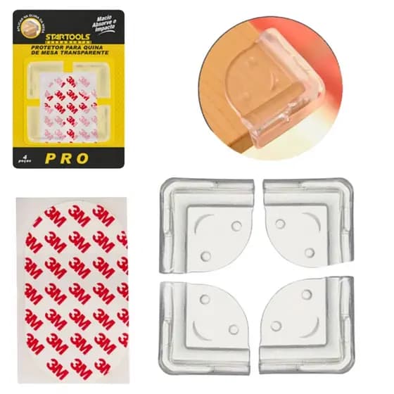 Protetor Cantoneira de Silicone 4 Peças  Segurança em Quinas e Cantos de Mesa Para Crianças Pequenas