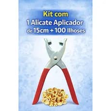 Alicate Aplicador de Ilhós - Kit com 100 Ilhoses - Para EVA, Costura, Encadernação, Artesanato, etc