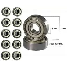10 Rolamentos 608zz Lisos Sem Estria 8x22x7 Kit 10 Rolamento Skate Patins Rioskateboard