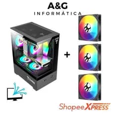 Gabinete Gamer CLANM MEGALON NIGHT Aquário Vidro Premium Com 3 ou 5 FANS Cooler RGB inclusas de 12cm