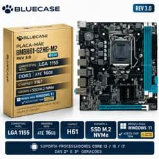 Placa Mae H61 Com suporte a TPM 2.0 (NÃO INCLUSO) e Secure Boot I3 I5 I7 LGA 1155 Ddr3 M2 Gigabit Micro Atx Pc