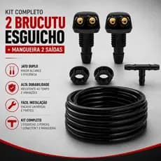 Kit 2 Brucutu Esguicho + Emenda T +  3 Metros de Mangueira 2 Saídas Universal Adaptação