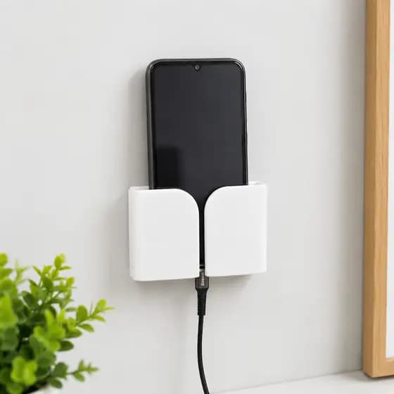 Suporte de Telefone de Parede com Passagem para Cabo Organizador Carregador Universal