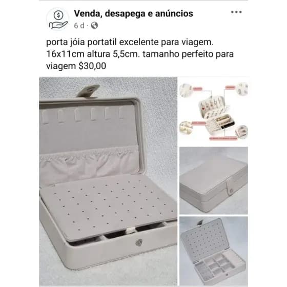 porta jóia portatil excelente para viagem. 16x11cm altura 5,5cm