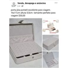porta jóia portatil excelente para viagem. 16x11cm altura 5,5cm