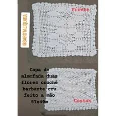 Capa de almofada duas flores crochê