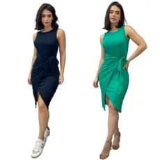 Vestido Canelado de Amarrar