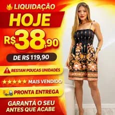 Vestido Feminico Curto Estampado Com Alça de Regulagem