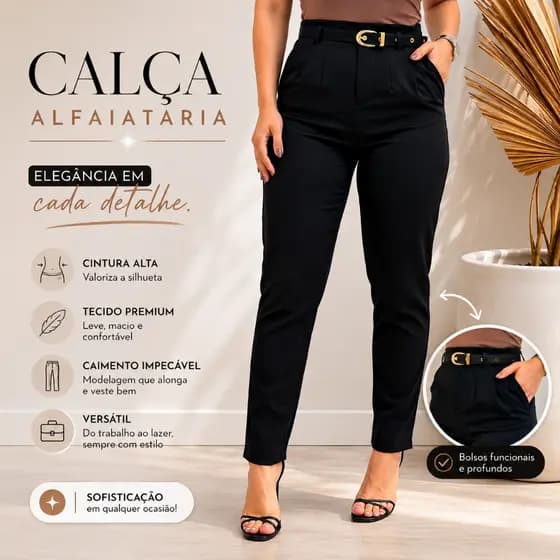 Calça Alfaiataria com Cinto Feminino