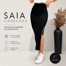 Saia Midi Fenda Lateral Feminino