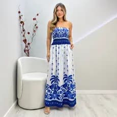 Vestido Tropical Longo com Elastex Tomara que Caia Estampado – Moda Feminina