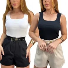 Kit 2 Regata Feminina Canelada Camiseta Básica Blusa Casual